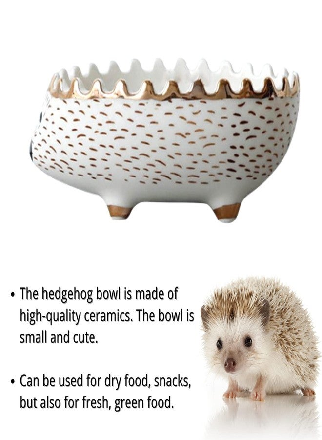 WCDJOMOP Hedgehog Bowl - Ceramic Small Animal Food Bowl Water Dish Feeder Chew Resistant Prevent Tipping for Hedgehog Hamster Sugar Glider Rat Gerbil Mice Small Animal Cage Accessories (Hedgehog Shape) - Image 3